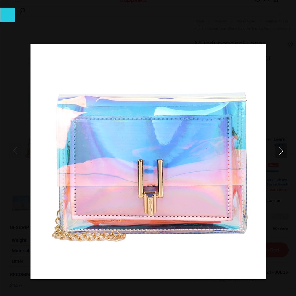 Iridescent cute small clutch with chain strap